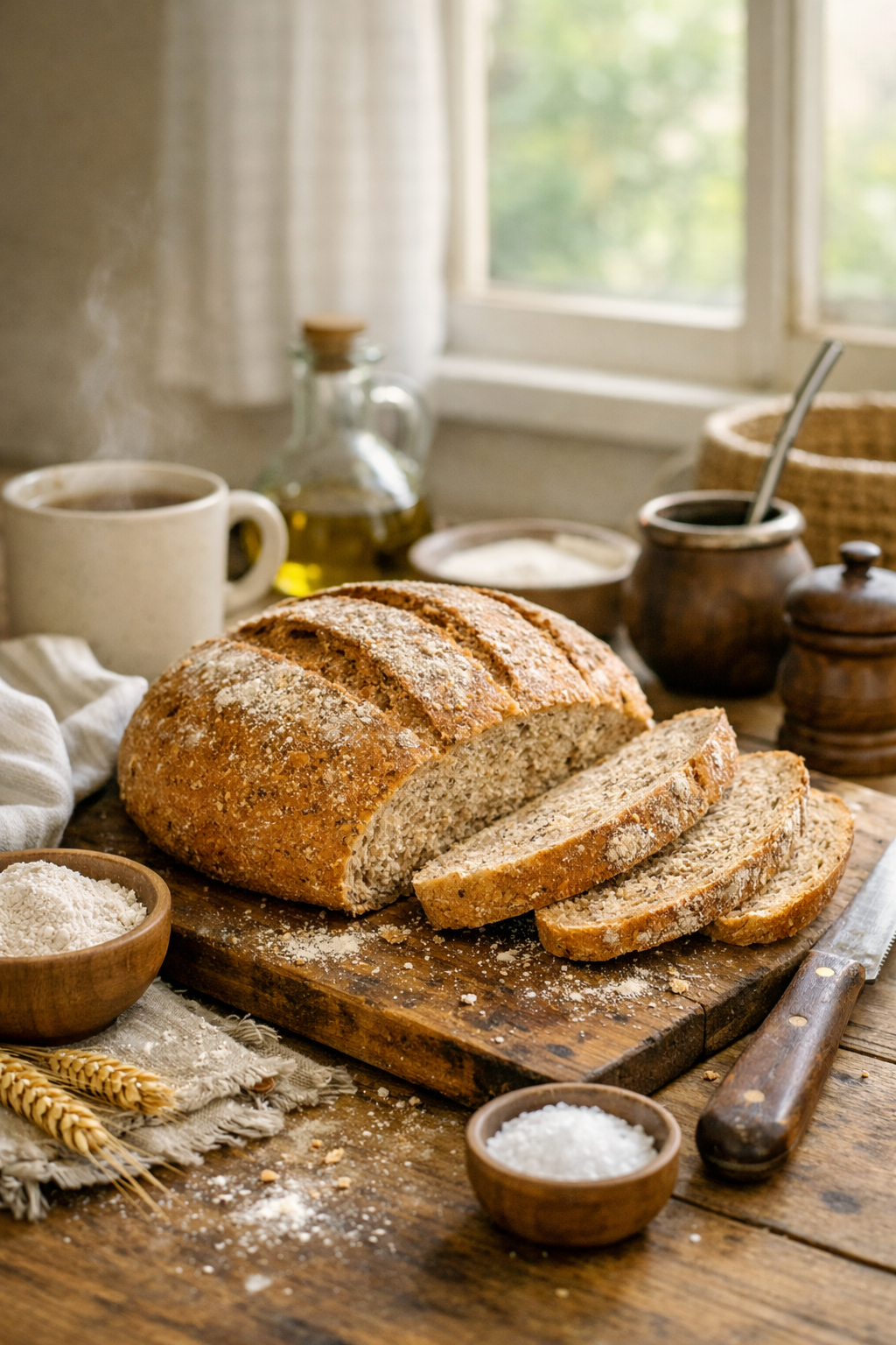 Pan casero integral de campo - el sabor de lo simple