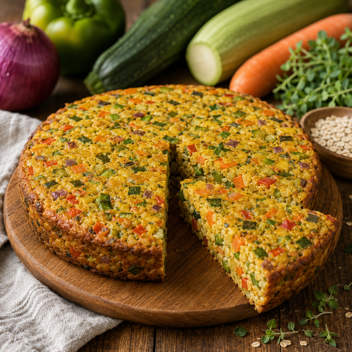 Tortilla de verduras y arroz integral